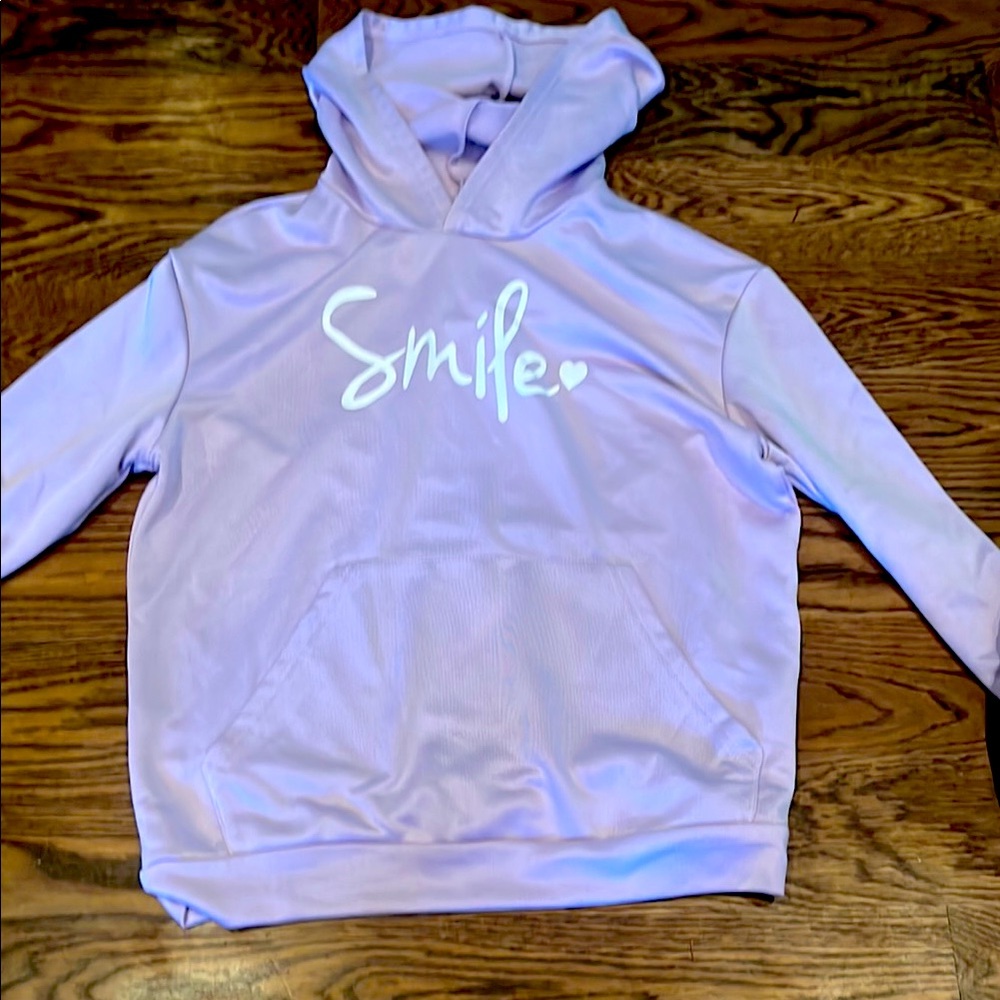 Gently used Lavender Hoodie with 'Smile' Print